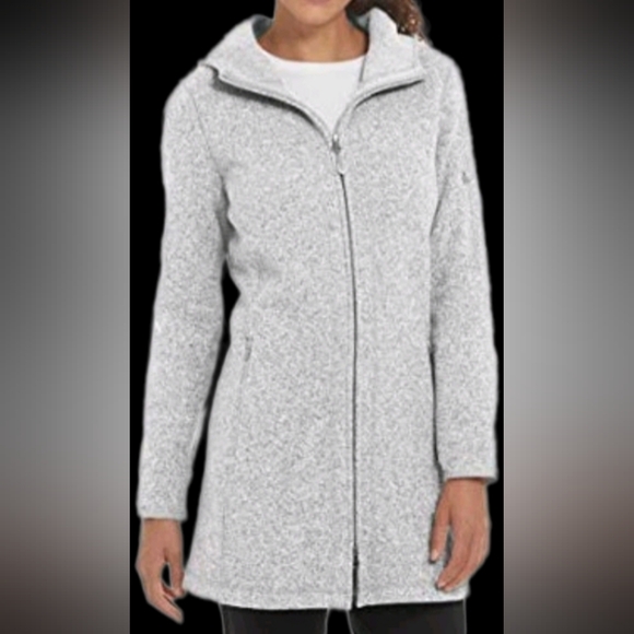 L.L. Bean Jackets & Blazers - L.L.Bean Sweater Fleece Coat 1X Plus Gray Hooded Longline Jacket Zip Pockets